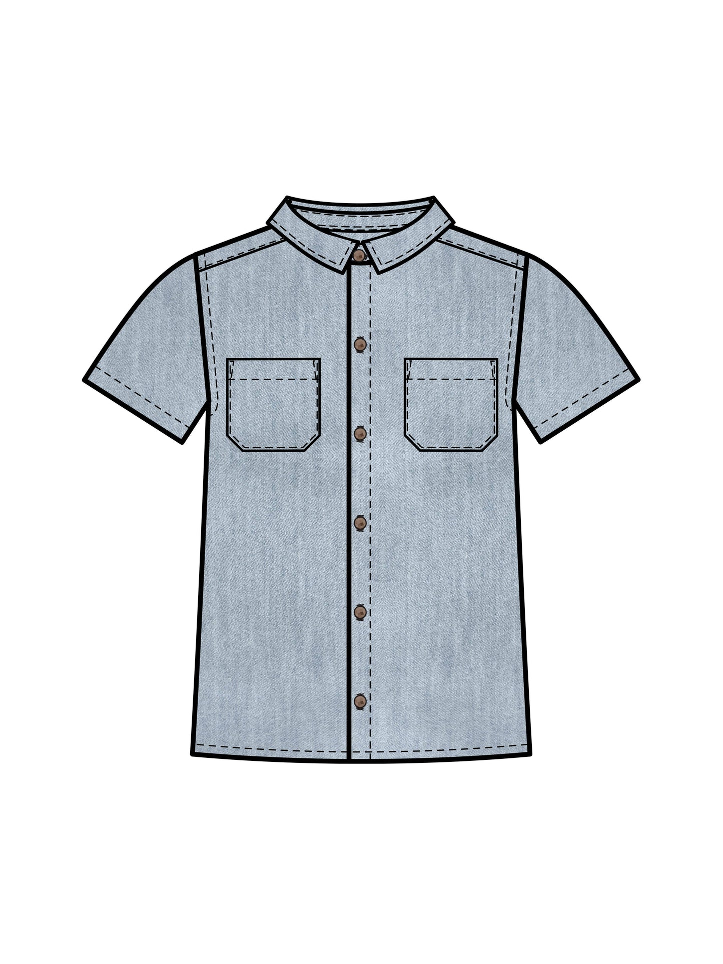 Organic Graham Chambray Collared Button Down - Chambray