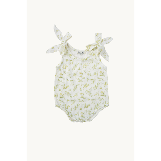 Baby Olives Pattern Muslin Romper 100% Cotton