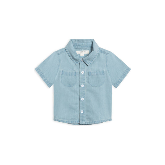 Organic Graham Chambray Collared Button Down - Chambray