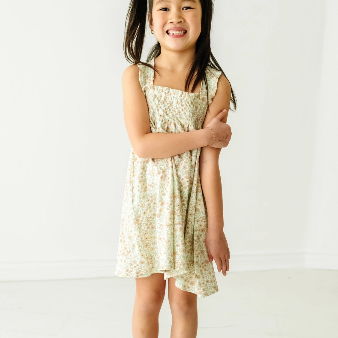 Summer Floral Organic Smocked Sundress