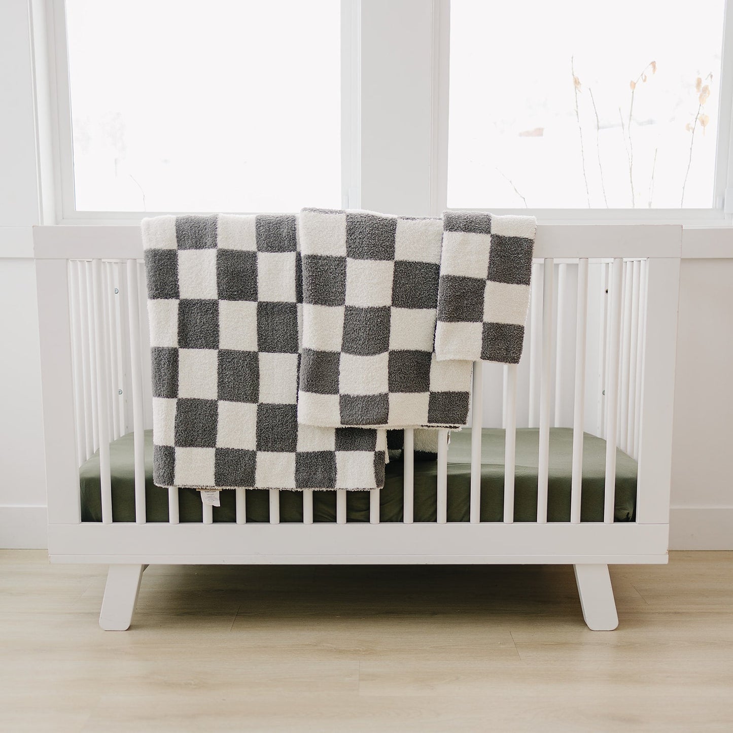 Charcoal Checkered Plush Blanket