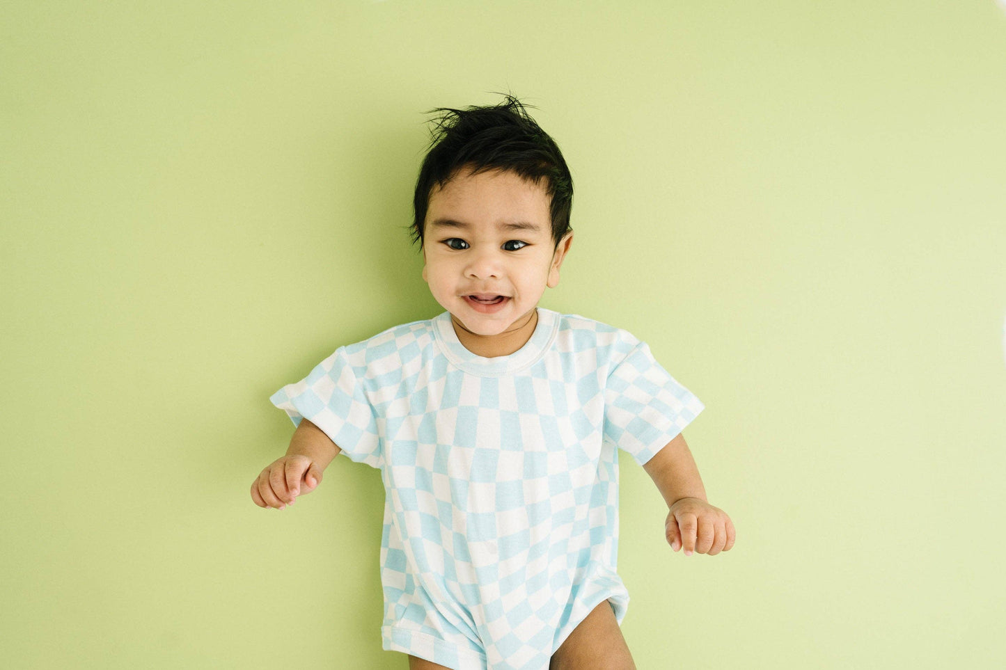 Blue Wavy Slouchy Romper