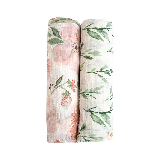 Floral & Leaves Swaddle Blankets