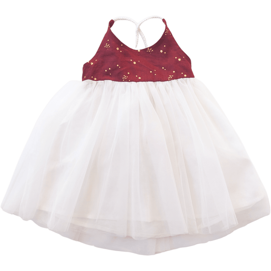 Linen Tutu Dress - Golden Stars - SiestaBabyCo