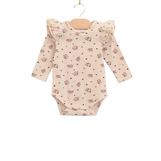 Fall Floral Flutter Sleeve Bodysuit