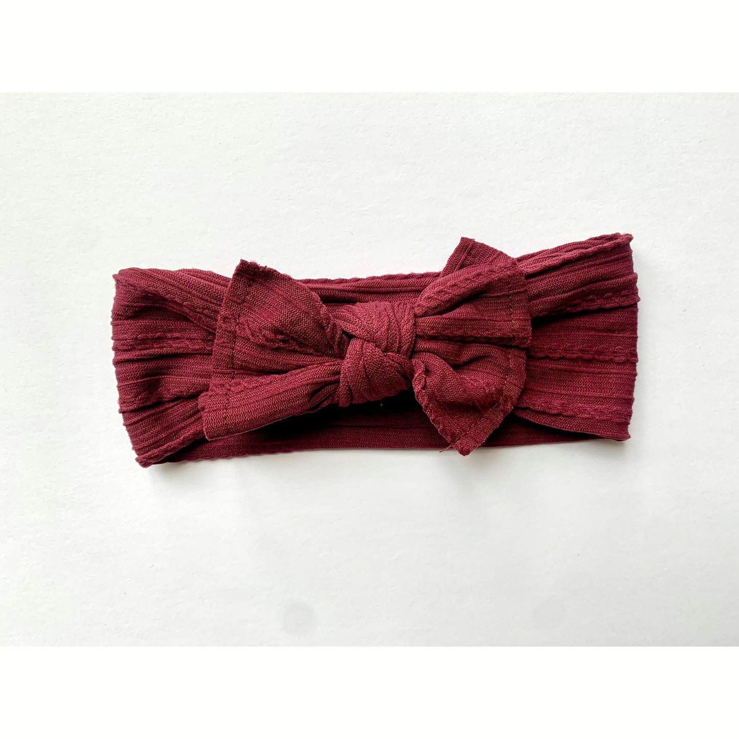 Cable Knit Nylon Headband- Maroon - SiestaBabyCo