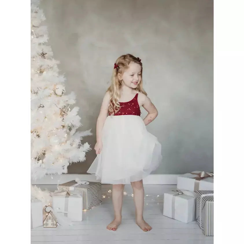 Linen Tutu Dress - Golden Stars - SiestaBabyCo