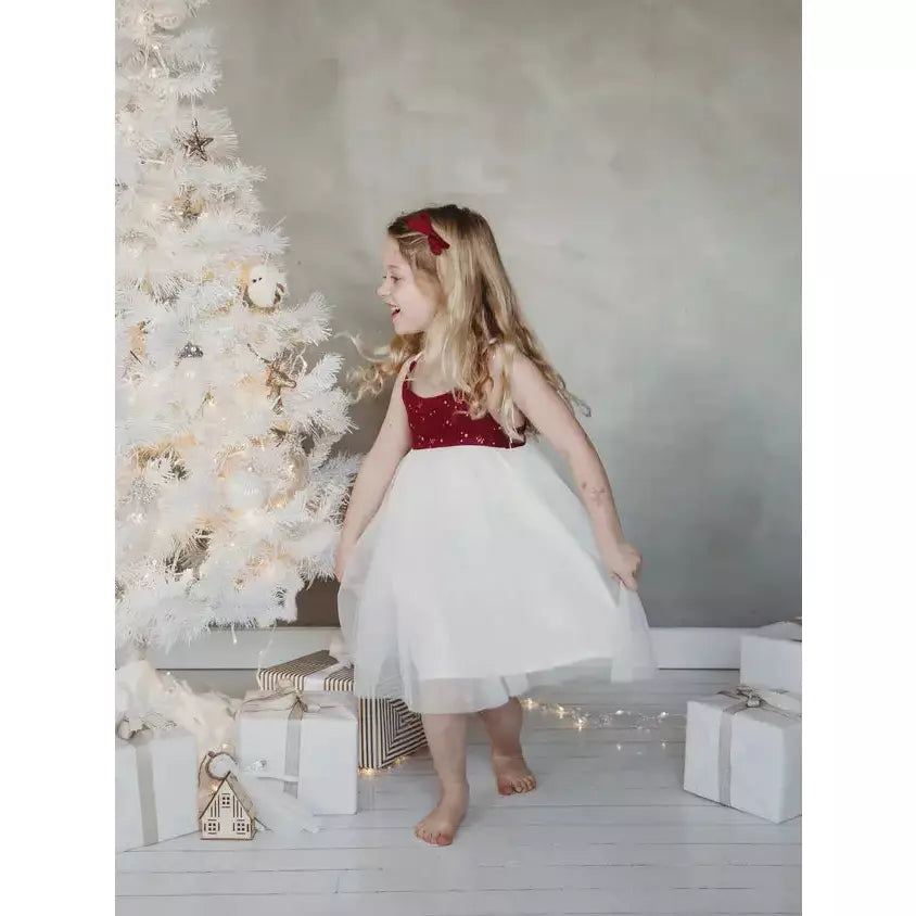 Linen Tutu Dress - Golden Stars - SiestaBabyCo