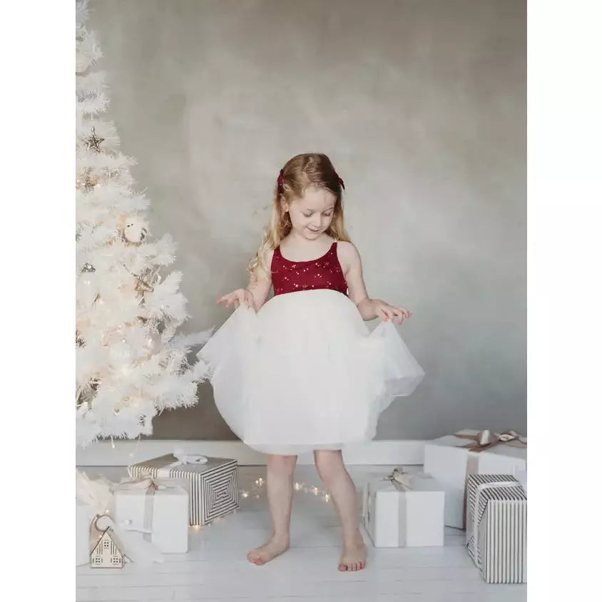 Linen Tutu Dress - Golden Stars - SiestaBabyCo